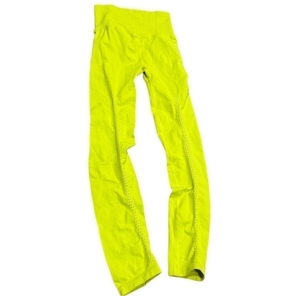 NWOT Free People Good Karma Leggings / High-Rise 7/8 Length / Neon Yellow / XS/S - Picture 10 of 13